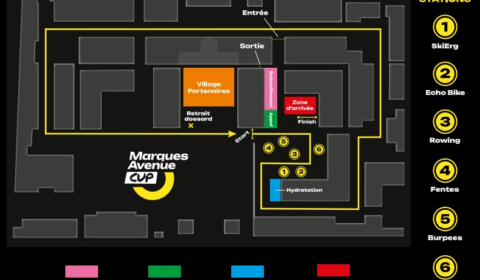 Plan du parcours de la Marques Avenue Cup à Romans-sur-Isère avec les six stations